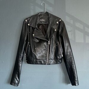 SAM EDELMAN FAUX LEATHER JACKET WITH SILVER STUDS SMALL